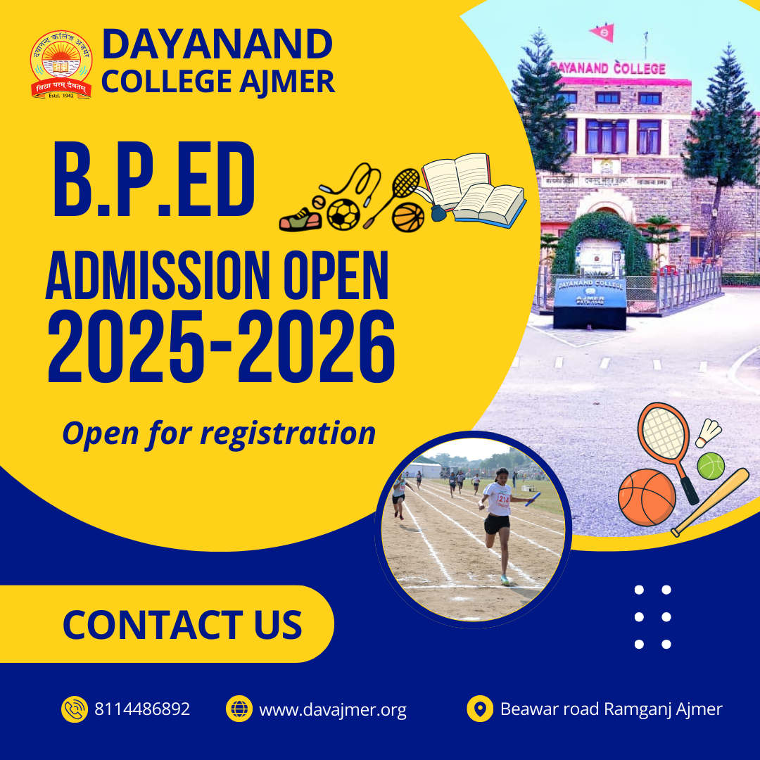 Dayanand College Ajmer | Admission open for B.P.Ed (Bachelor of Physical Education) - Two-Year Program